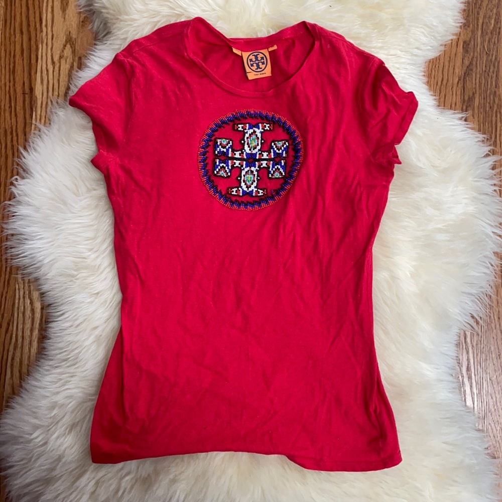 Tory Burch | XS Red tshirt beaded logo